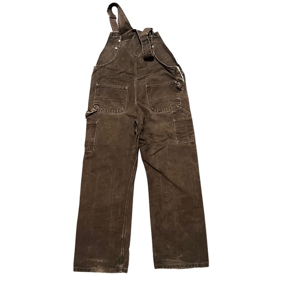 Carhartt Overalls Brown Bib Duck Double Knee R06 DKB Size 38X30 Actual Inseam 29 - Picture 2 of 8